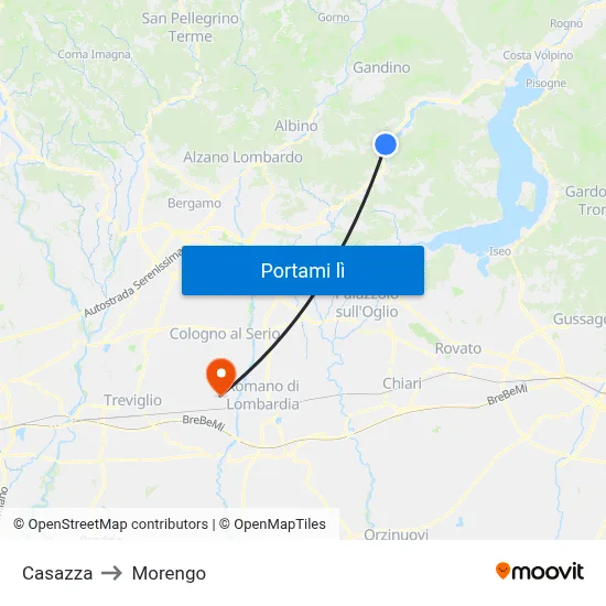 Casazza to Morengo map