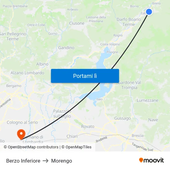 Berzo Inferiore to Morengo map