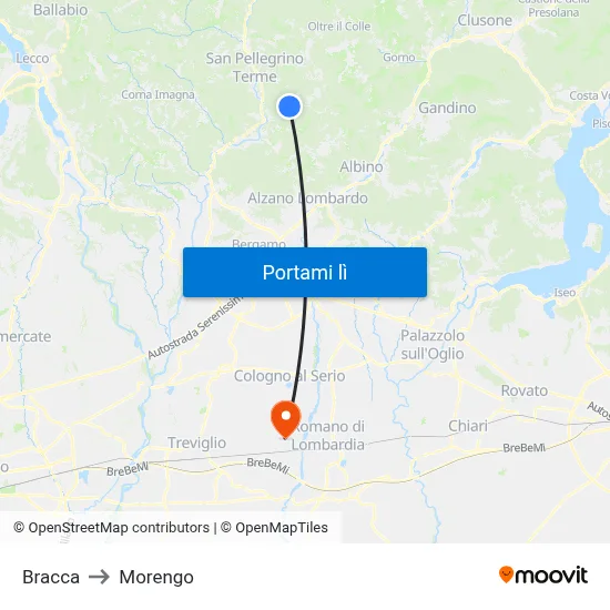 Bracca to Morengo map