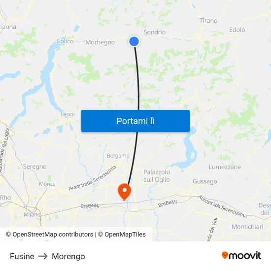 Fusine to Morengo map