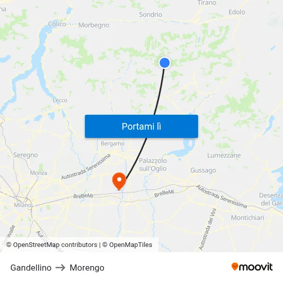 Gandellino to Morengo map