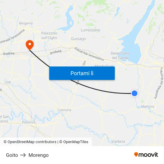 Goito to Morengo map