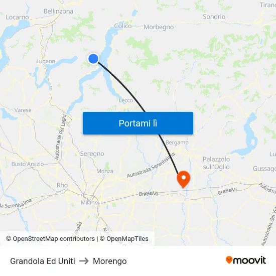 Grandola Ed Uniti to Morengo map
