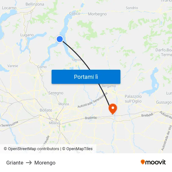 Griante to Morengo map