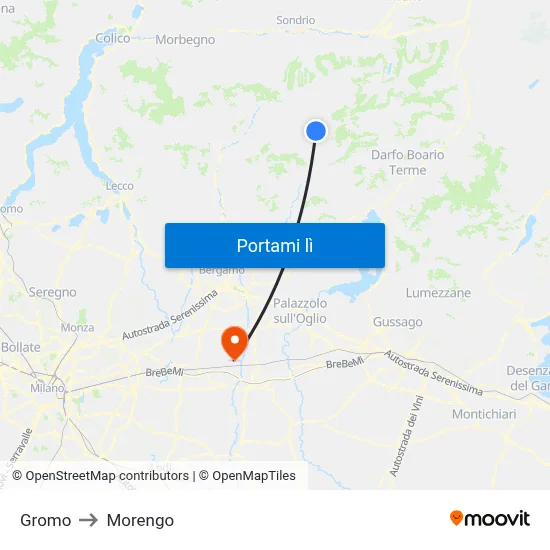 Gromo to Morengo map