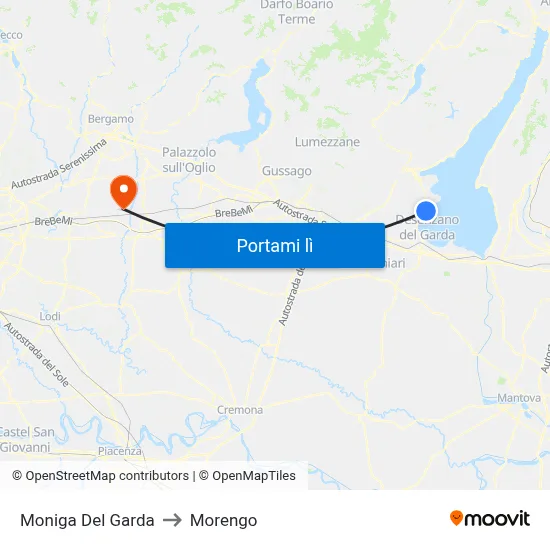 Moniga Del Garda to Morengo map