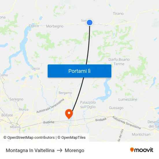 Montagna In Valtellina to Morengo map