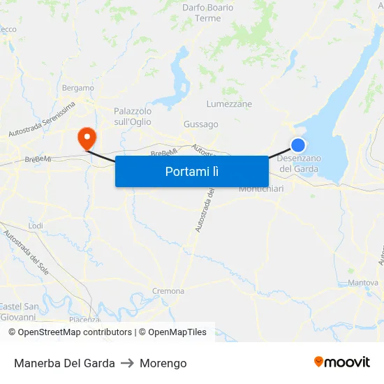 Manerba Del Garda to Morengo map
