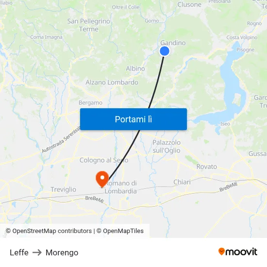 Leffe to Morengo map