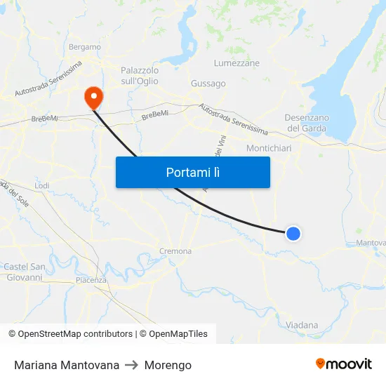 Mariana Mantovana to Morengo map
