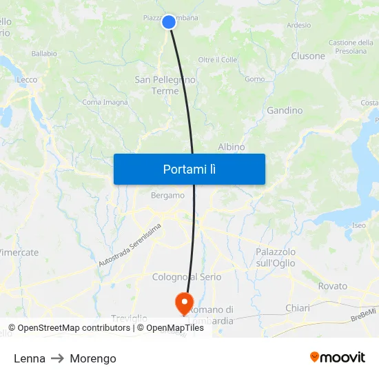 Lenna to Morengo map