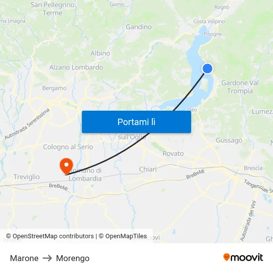 Marone to Morengo map