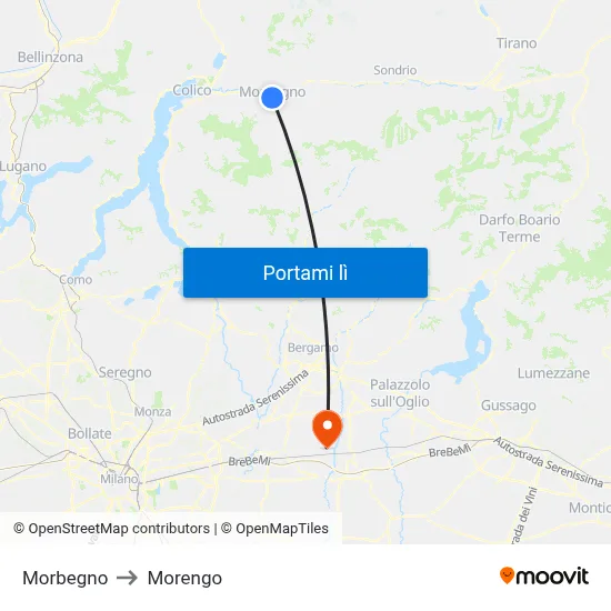 Morbegno to Morengo map