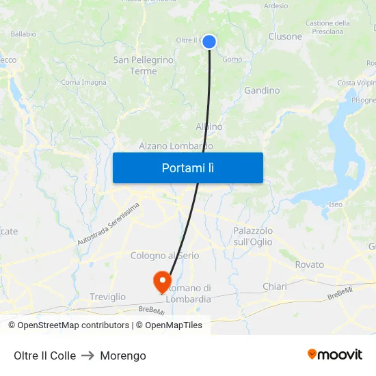 Oltre Il Colle to Morengo map