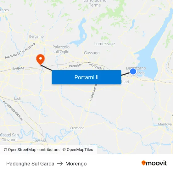 Padenghe Sul Garda to Morengo map