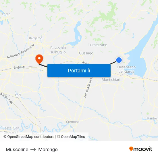 Muscoline to Morengo map