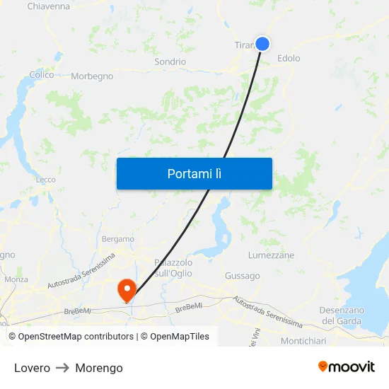Lovero to Morengo map