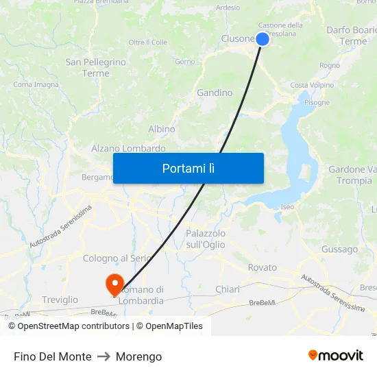 Fino Del Monte to Morengo map