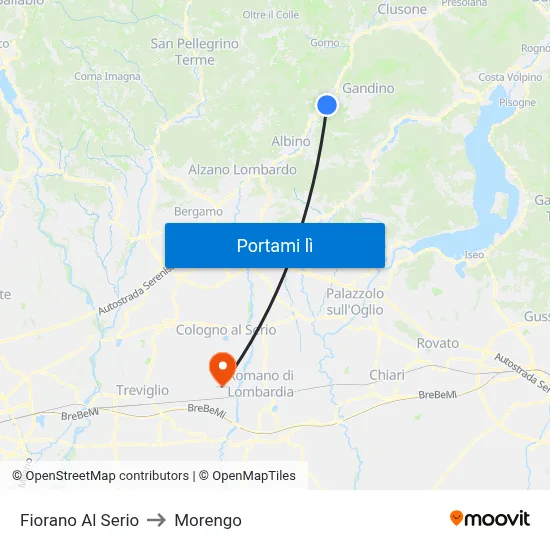 Fiorano Al Serio to Morengo map