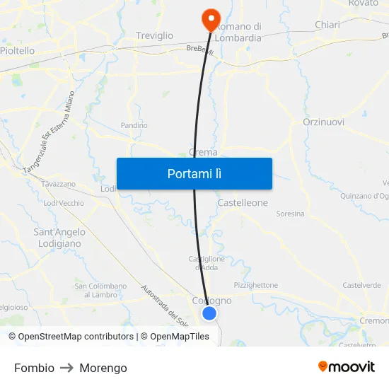 Fombio to Morengo map