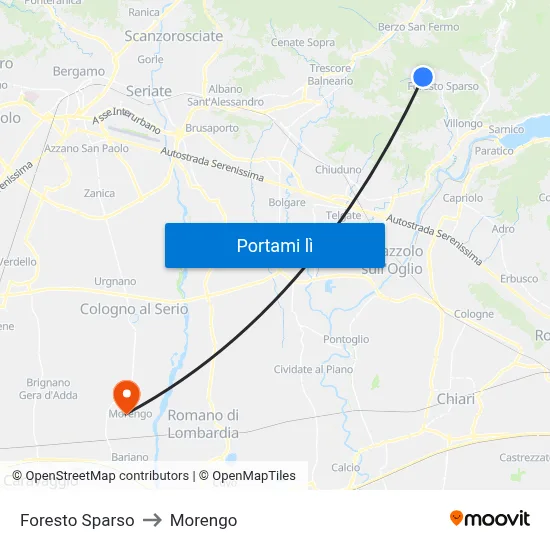 Foresto Sparso to Morengo map