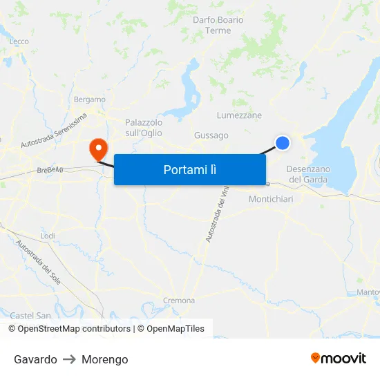 Gavardo to Morengo map