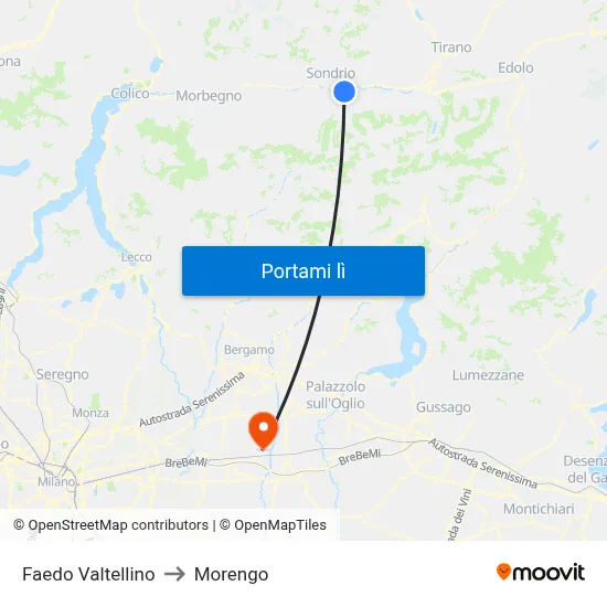 Faedo Valtellino to Morengo map