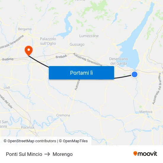 Ponti Sul Mincio to Morengo map