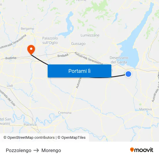 Pozzolengo to Morengo map