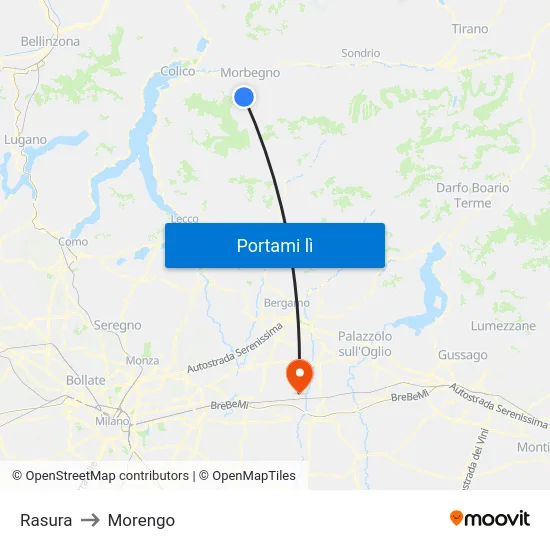 Rasura to Morengo map