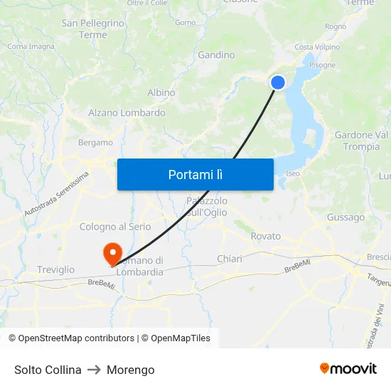 Solto Collina to Morengo map