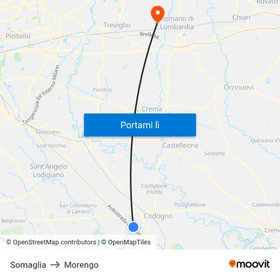 Somaglia to Morengo map