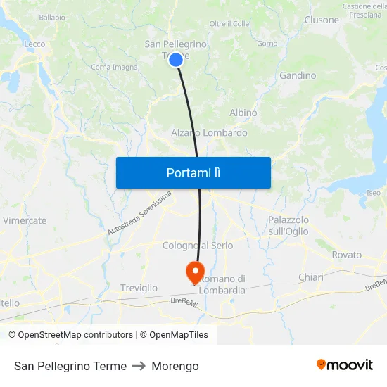 San Pellegrino Terme to Morengo map