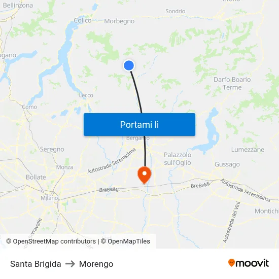 Santa Brigida to Morengo map