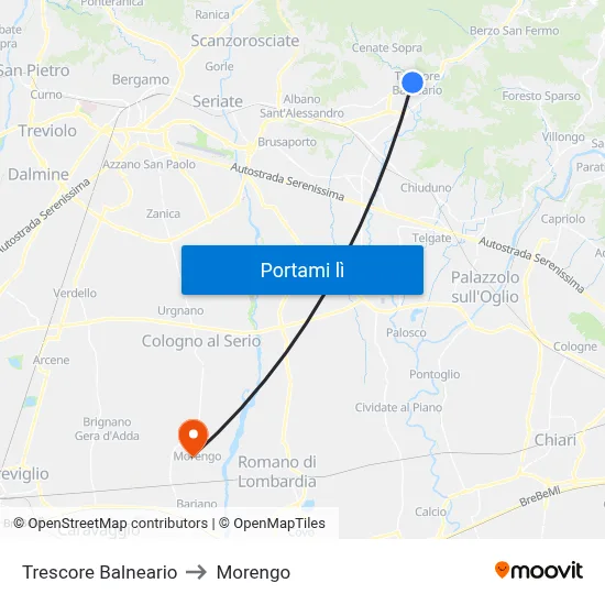 Trescore Balneario to Morengo map