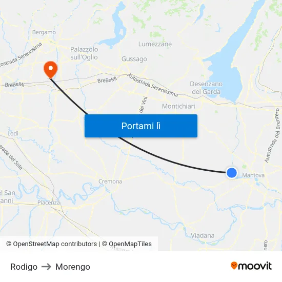 Rodigo to Morengo map