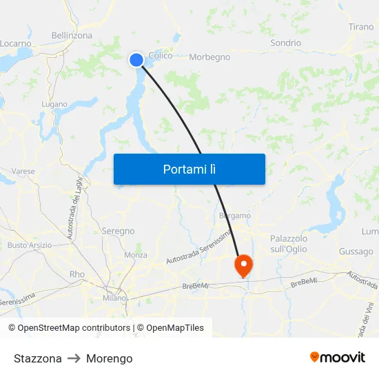 Stazzona to Morengo map