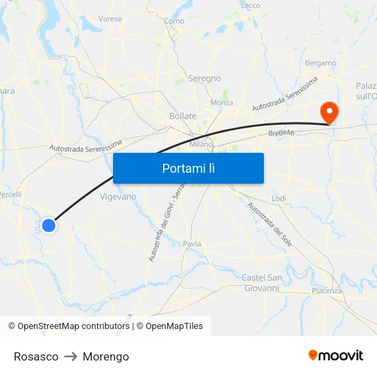 Rosasco to Morengo map