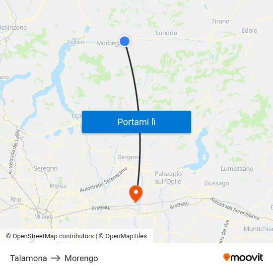 Talamona to Morengo map