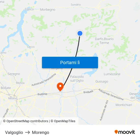 Valgoglio to Morengo map