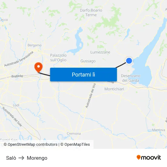 Salò to Morengo map
