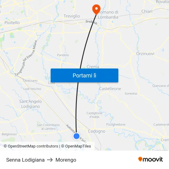 Senna Lodigiana to Morengo map