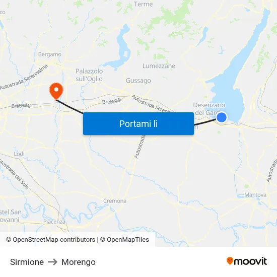 Sirmione to Morengo map