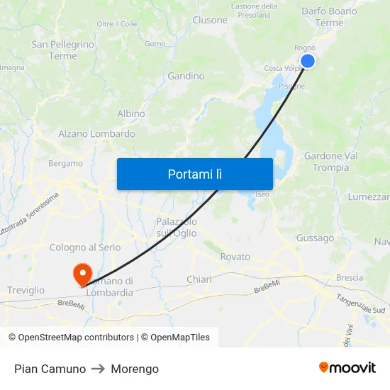 Pian Camuno to Morengo map