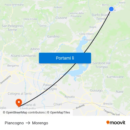 Piancogno to Morengo map