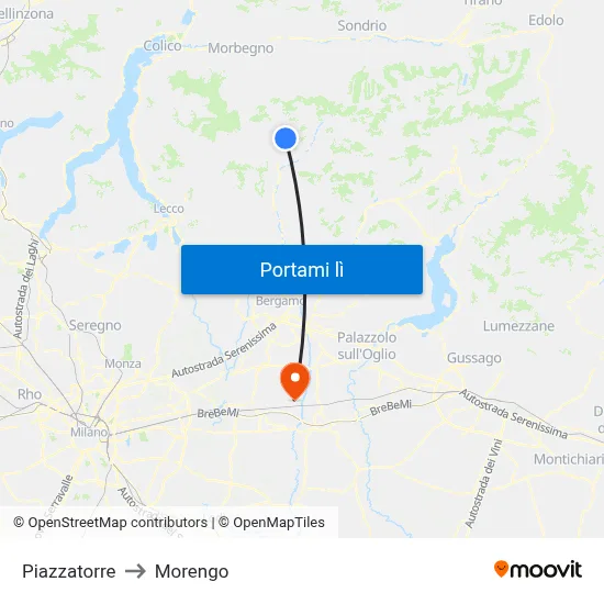Piazzatorre to Morengo map