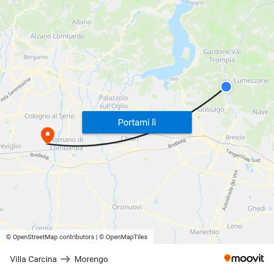 Villa Carcina to Morengo map