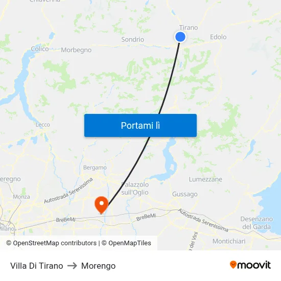 Villa Di Tirano to Morengo map