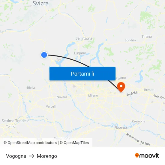 Vogogna to Morengo map