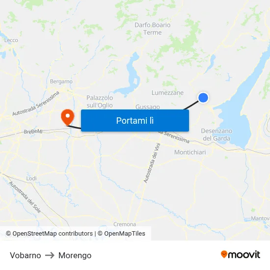 Vobarno to Morengo map